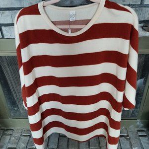 Cream And Red Striped Top